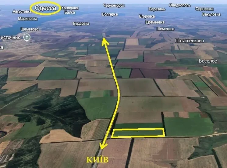 Продаж фасадної земельної ділянки площею 15.3га  на трасі Одеса Київ. 2