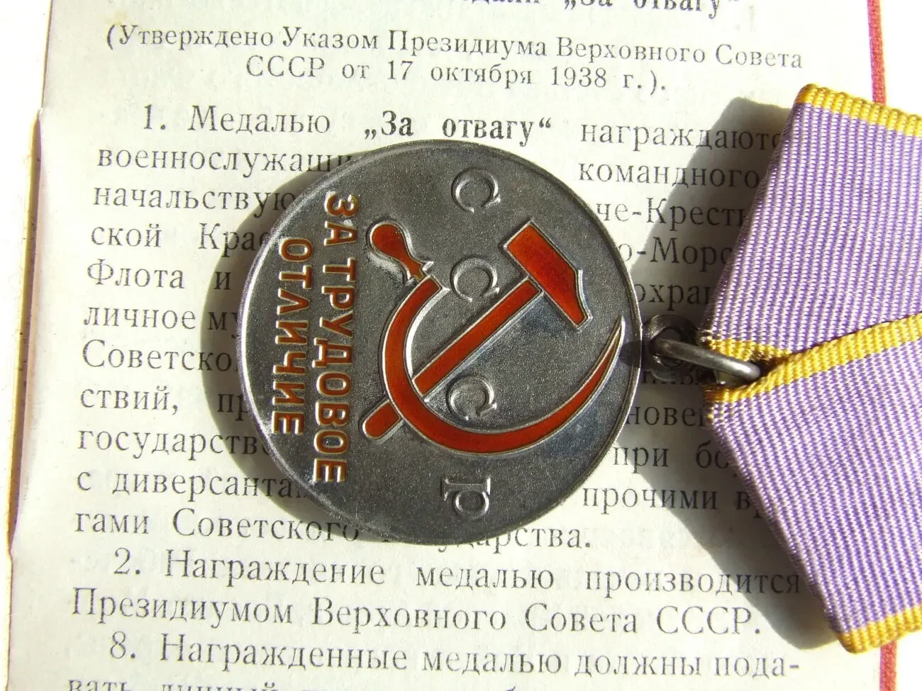 Медаль трудовое отличие награждения 1981 гг. на Фалько Н. И. 5