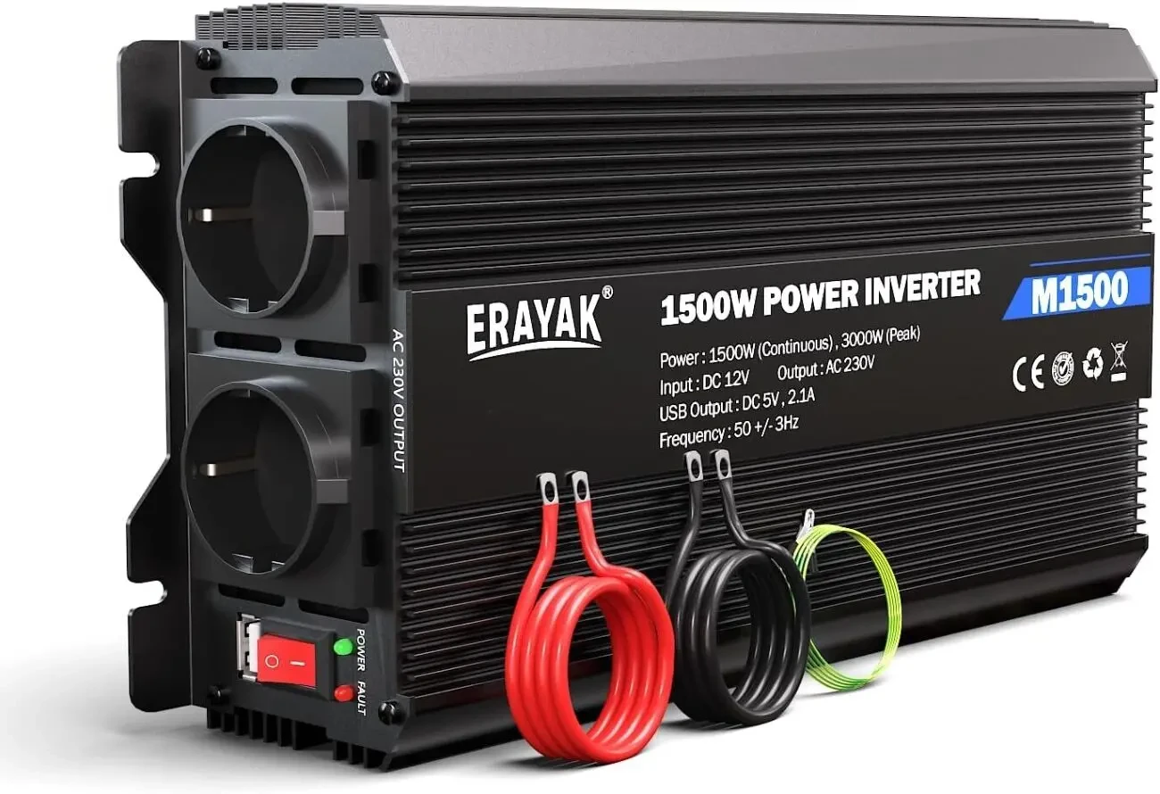 Якісний інвертор ERAYAK M1500 (8102U1) (1500/3000W, 12-220V)