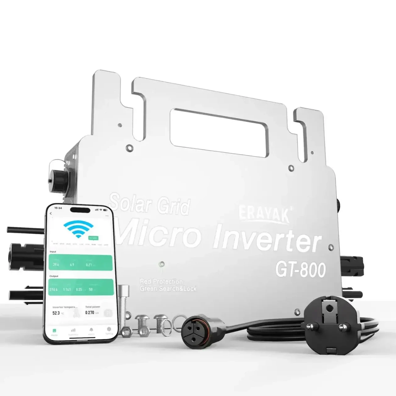 Мікроінвертор ERAYAK GT-800 для сонячних панелей, 800W, IP66, WiFi 2