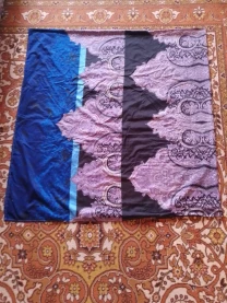 Простынь двуспальная 220 230 см синий черный розовый узор, хлопок п э