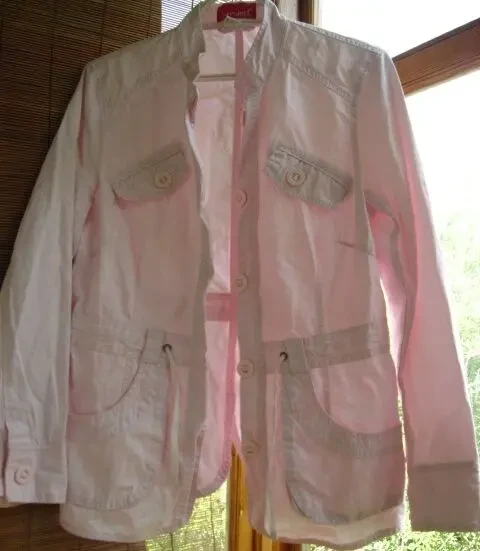 Жакет курточка с 10 розовый коттон лето однослойный карманы пуговицы 2
