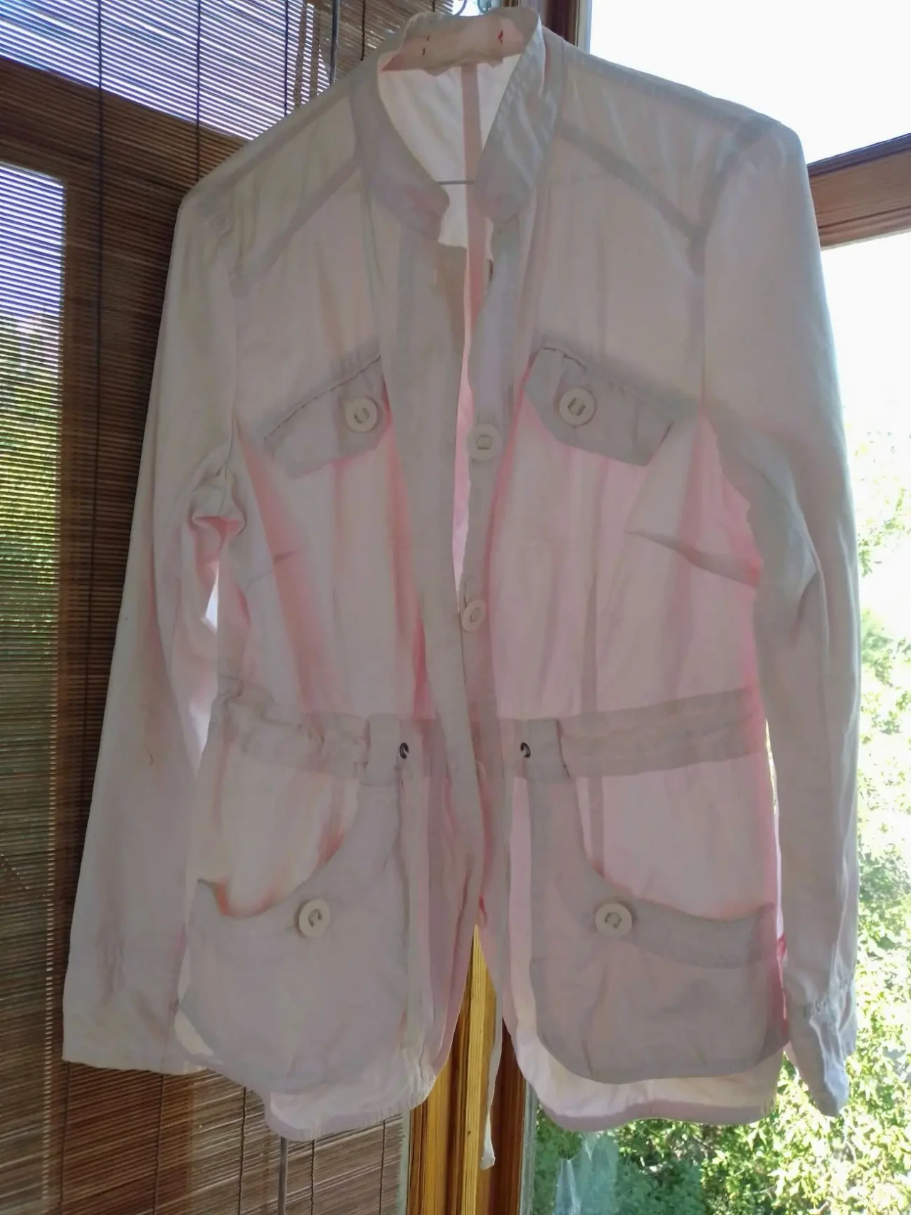 Жакет курточка с 10 розовый коттон лето однослойный карманы пуговицы