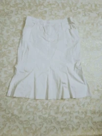 Юбка белая 10 с м коттон хлопок летд миди, по фигуре, деловая, пояс