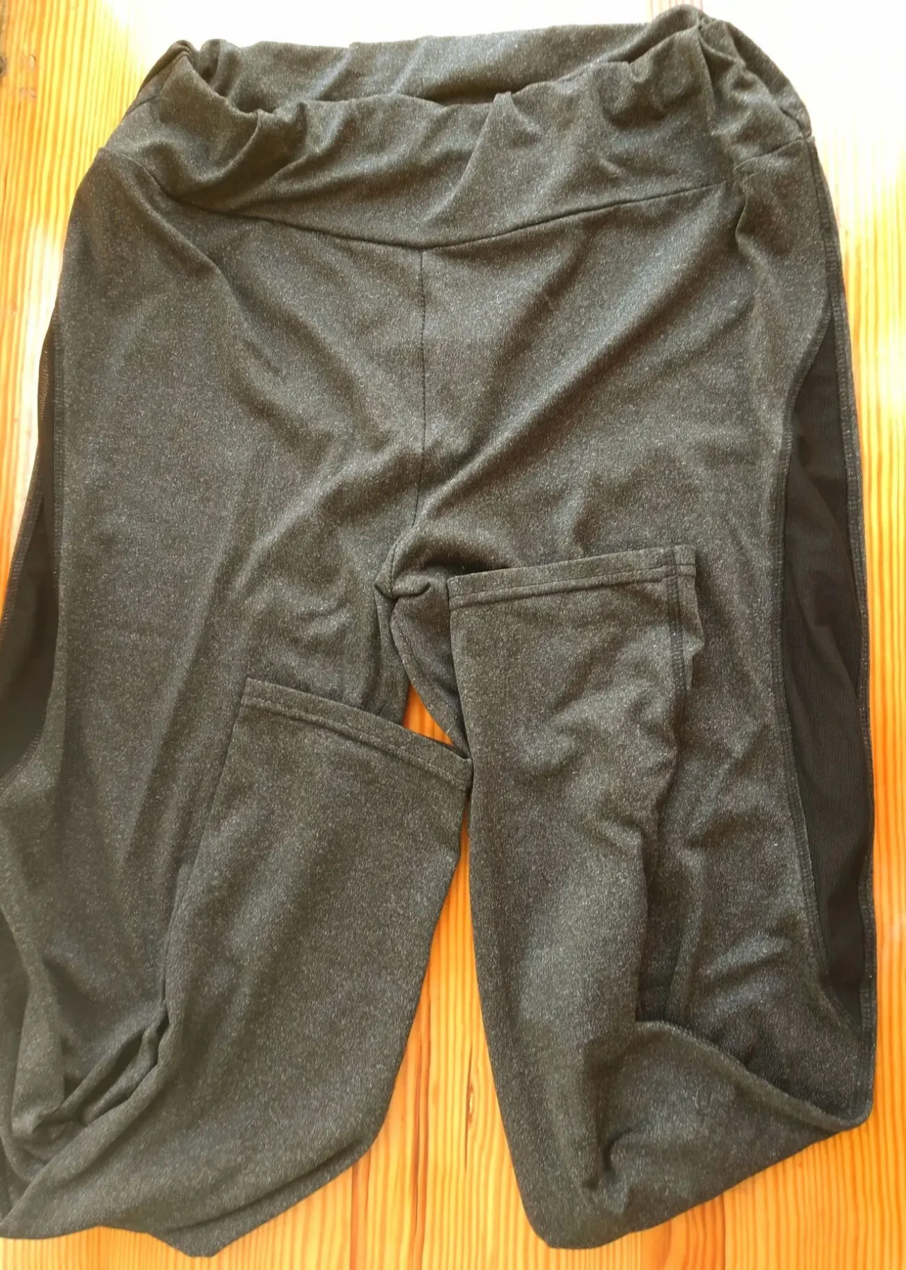 Серые лосины 10 12 м трикотаж гладкий, сетка, тренировочные, спорт 2