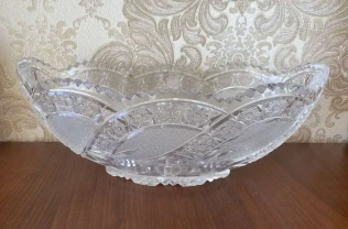 Ваза Ладья хрусталь 34 см ссср