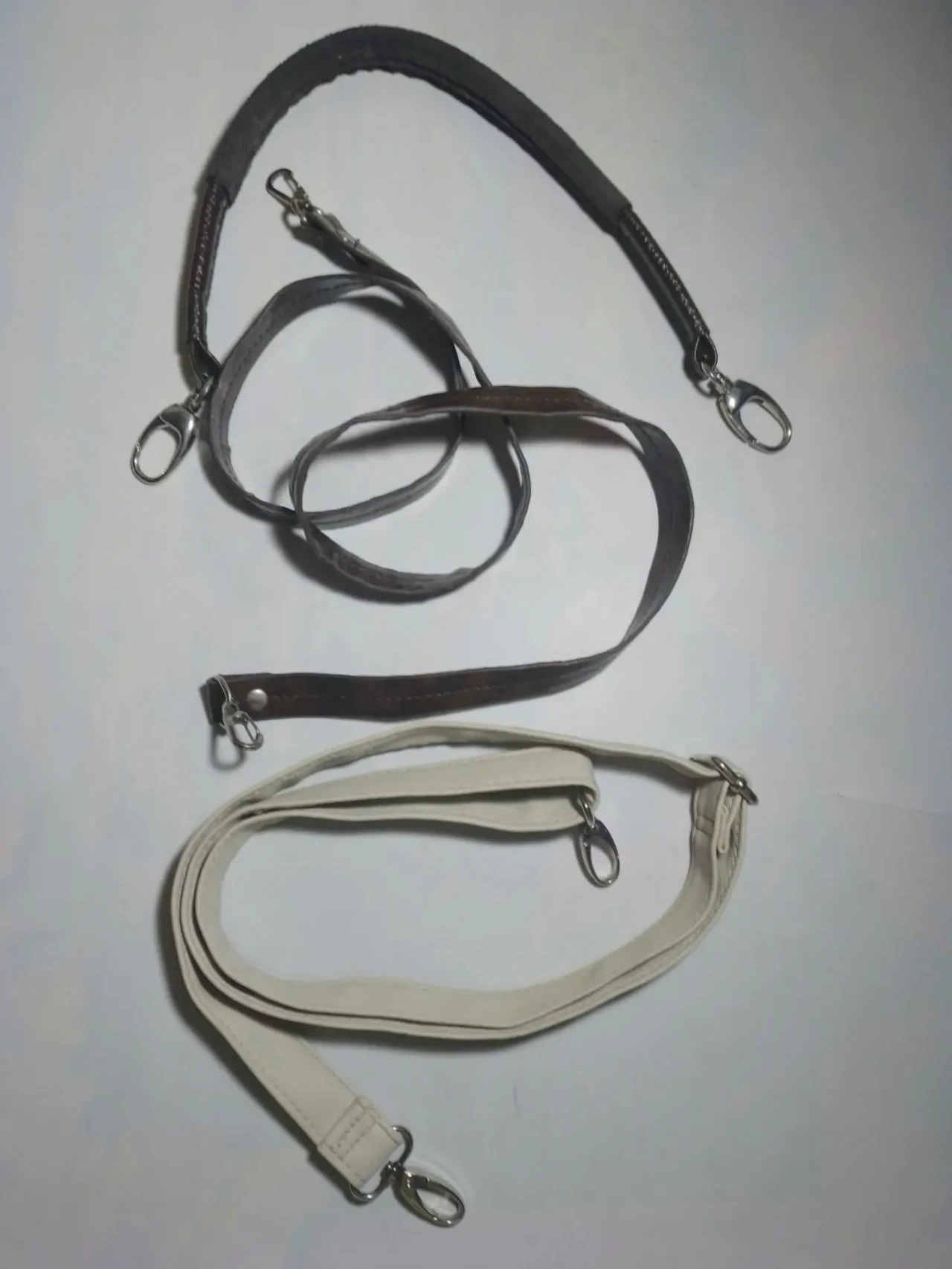 Ручка на сумку короткая и через плечо коричневая кожзам, карабины 3