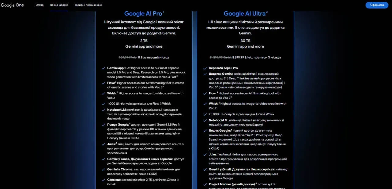 Річна підписка на Google AI Pro та Perplexity AI Pro 2