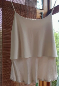 Майка бежевая двойная разлетайка 10 с м шелк топ бретели Mango