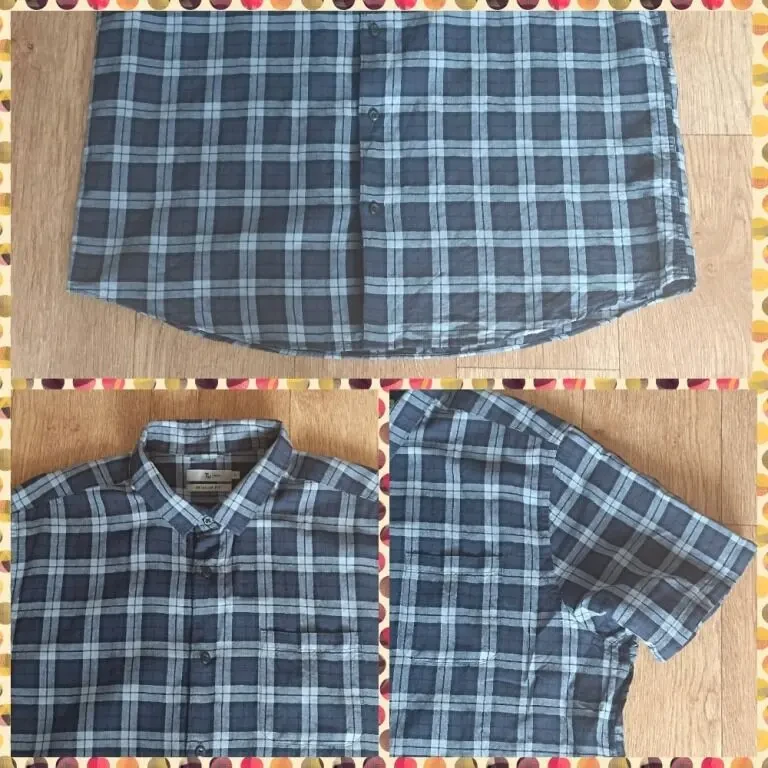 TU Льняная мужская рубашка короткий рукав в клетку на XL 54 9