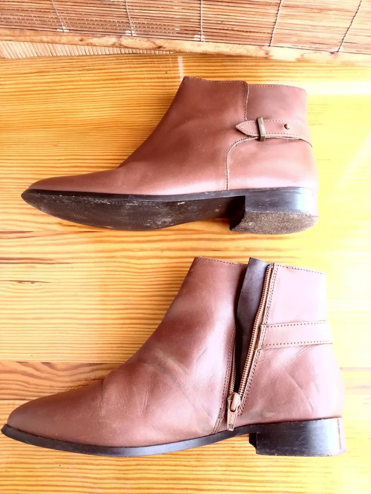 Сапоги коричневые рыжие 41 40 26.5, молния, полусапожки деми. торг 3