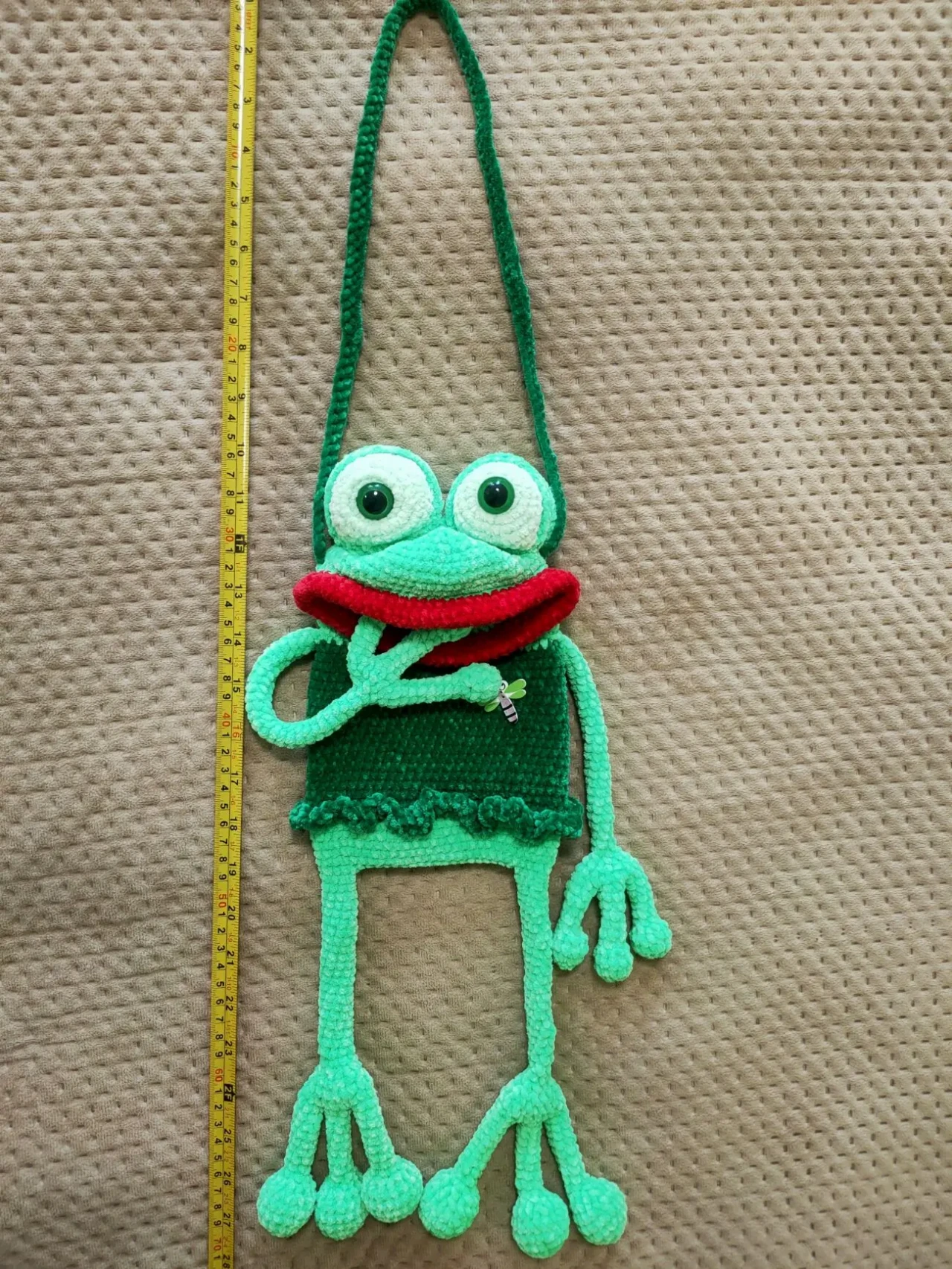 Жабка  іграшка м'яка в'язана  сумочка для телефону 2