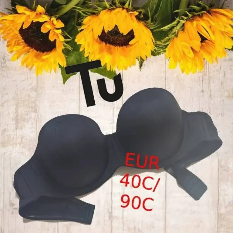 TU EUR 40C/90С Бюстгальтер поролон косточка без шлеек силикон черный
