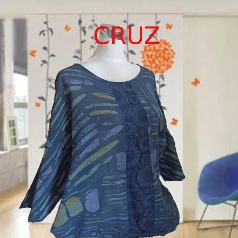 Cruz Итальянская красивая женская блузка синяя в принт