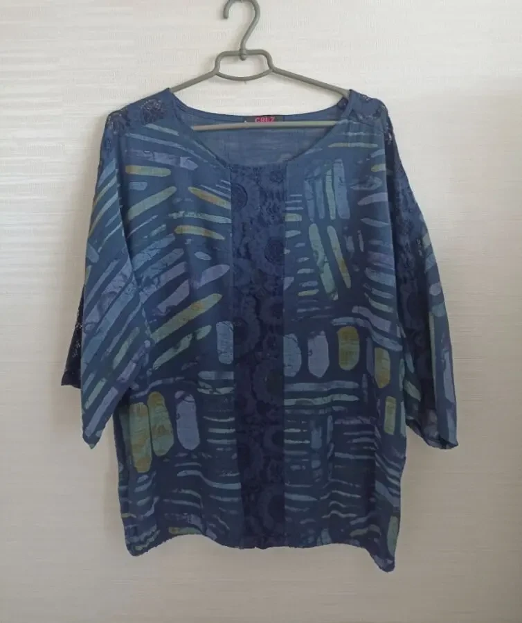 Cruz Итальянская красивая женская блузка синяя в принт 4