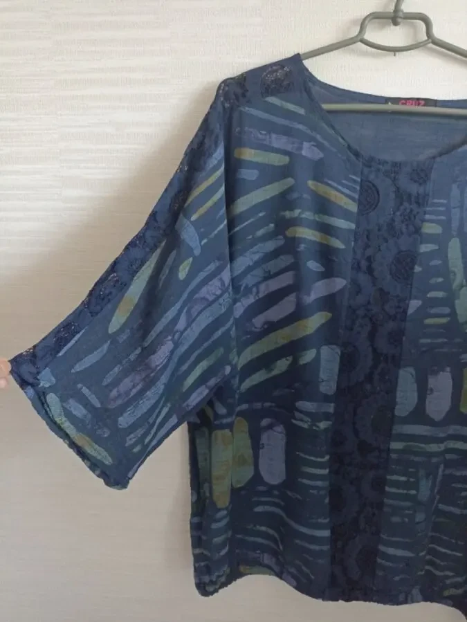 Cruz Итальянская красивая женская блузка синяя в принт 6