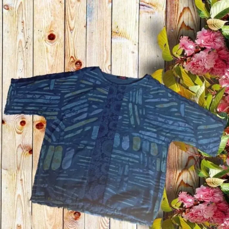 Cruz Итальянская красивая женская блузка синяя в принт 2