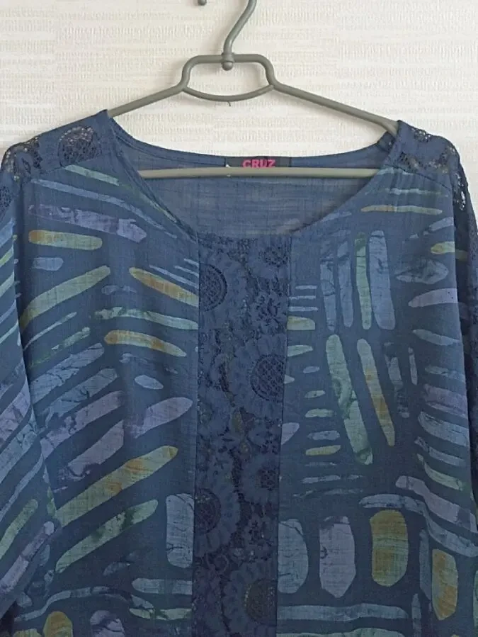 Cruz Итальянская красивая женская блузка синяя в принт 5