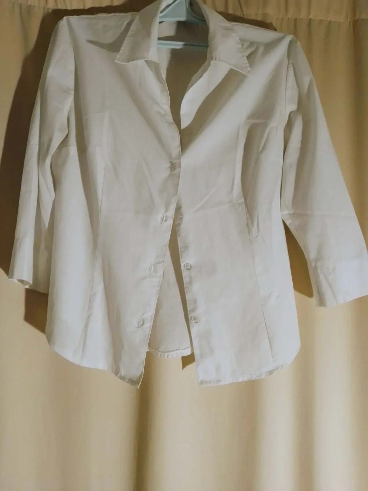 Блузка белая м 10 12 хлопок лето классика костюмная широкая 3 4 рукав 2