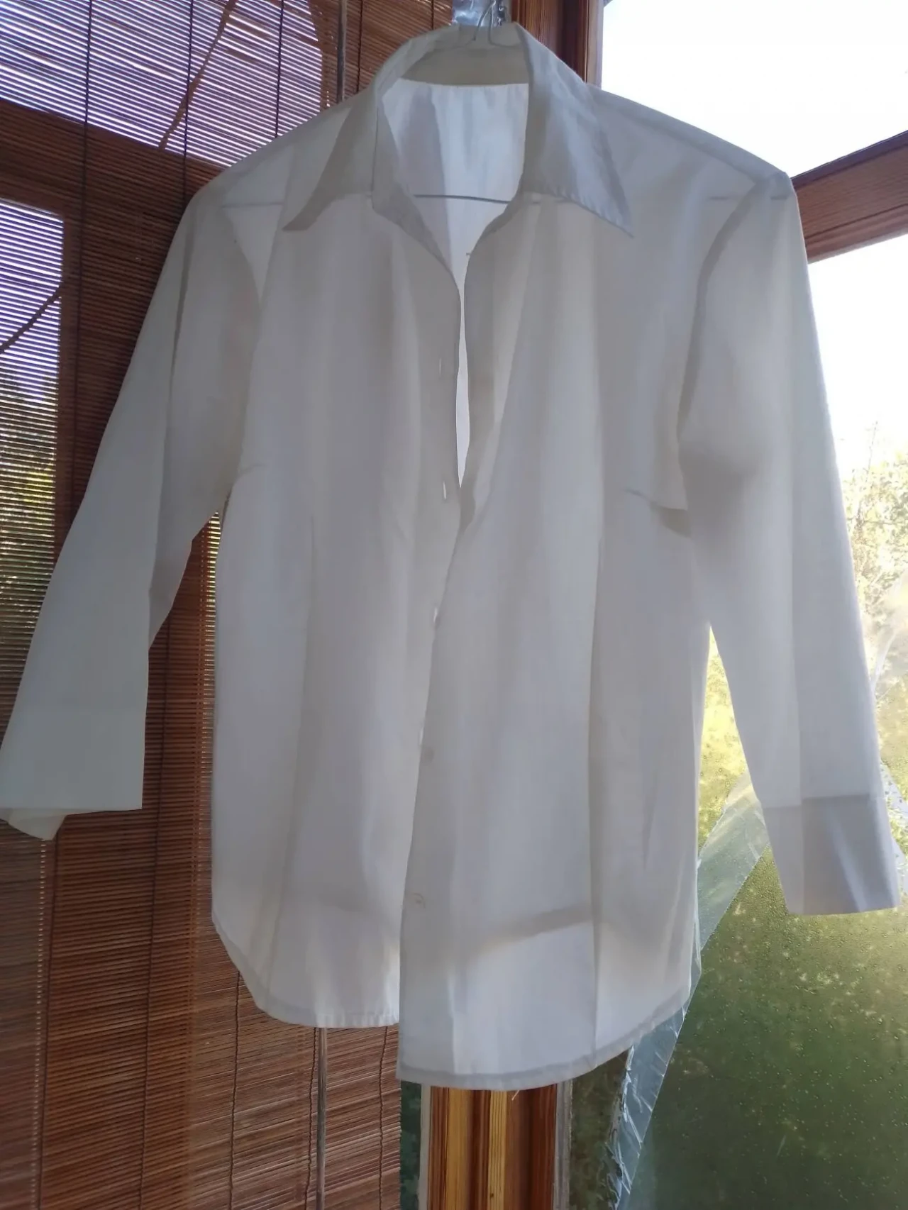 Блузка белая м 10 12 хлопок лето классика костюмная широкая 3 4 рукав