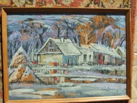 Зас.худ.укр. Роскин Н. раз. 50 х 35 см. картон смешаная техника 1991 г