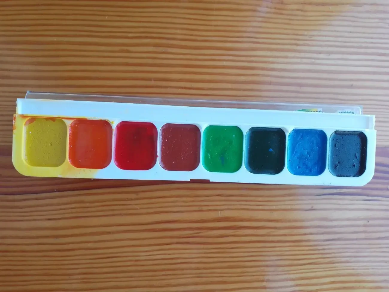 Краска акварель медовая 8 цветов палитра, пластиковая коробочка, детям