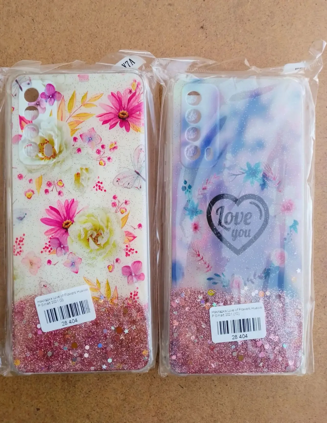 Бампер Huawei P Smart белый силикон, цветы, бабочки, сердечко, блестки