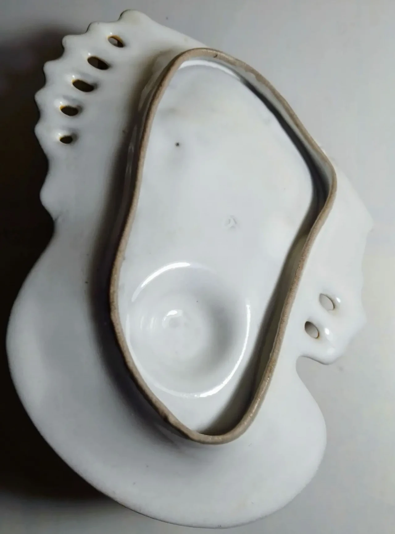 Подсвечник керамика, тарелка с ручкой, бежевый белый, цветок 2