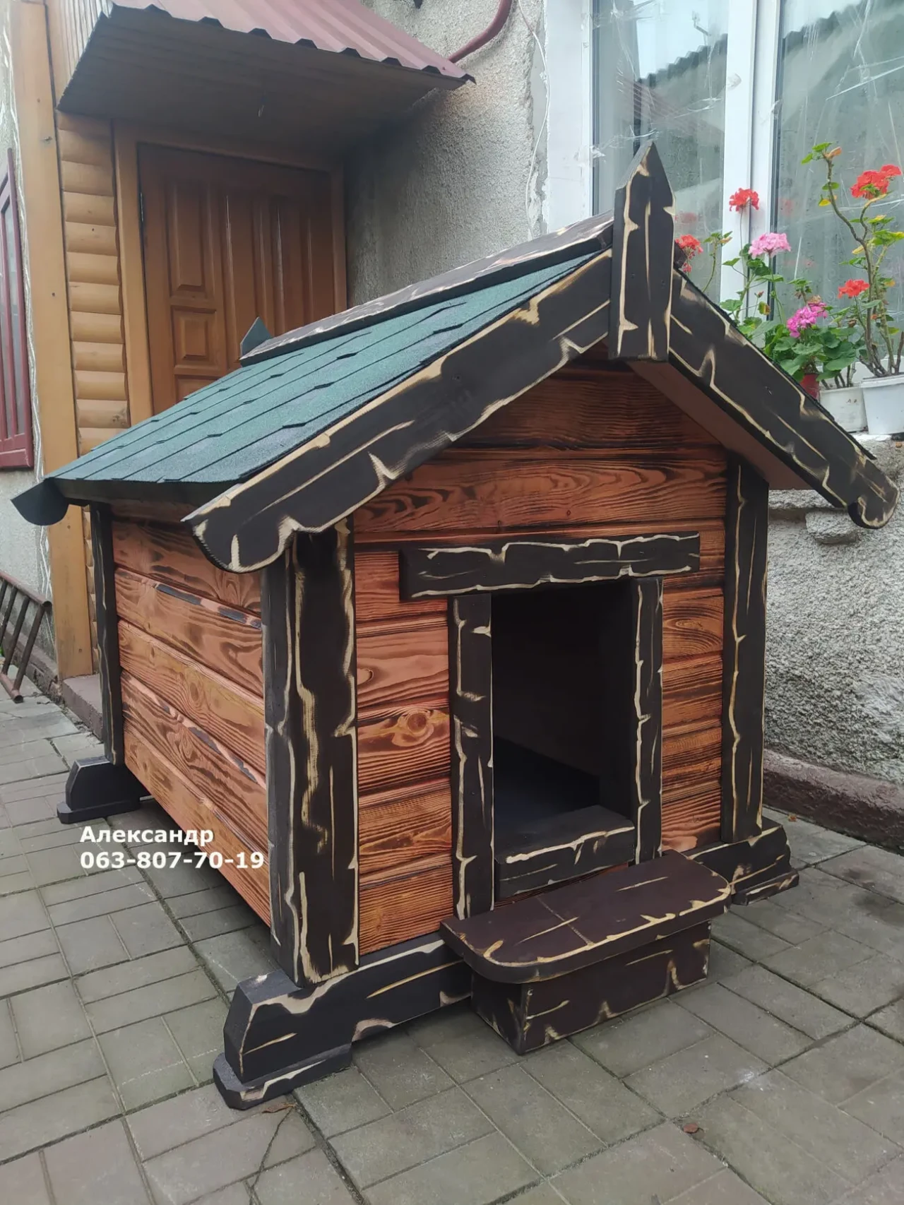 Утепленная будка под старину для большой собаки ( домик 5