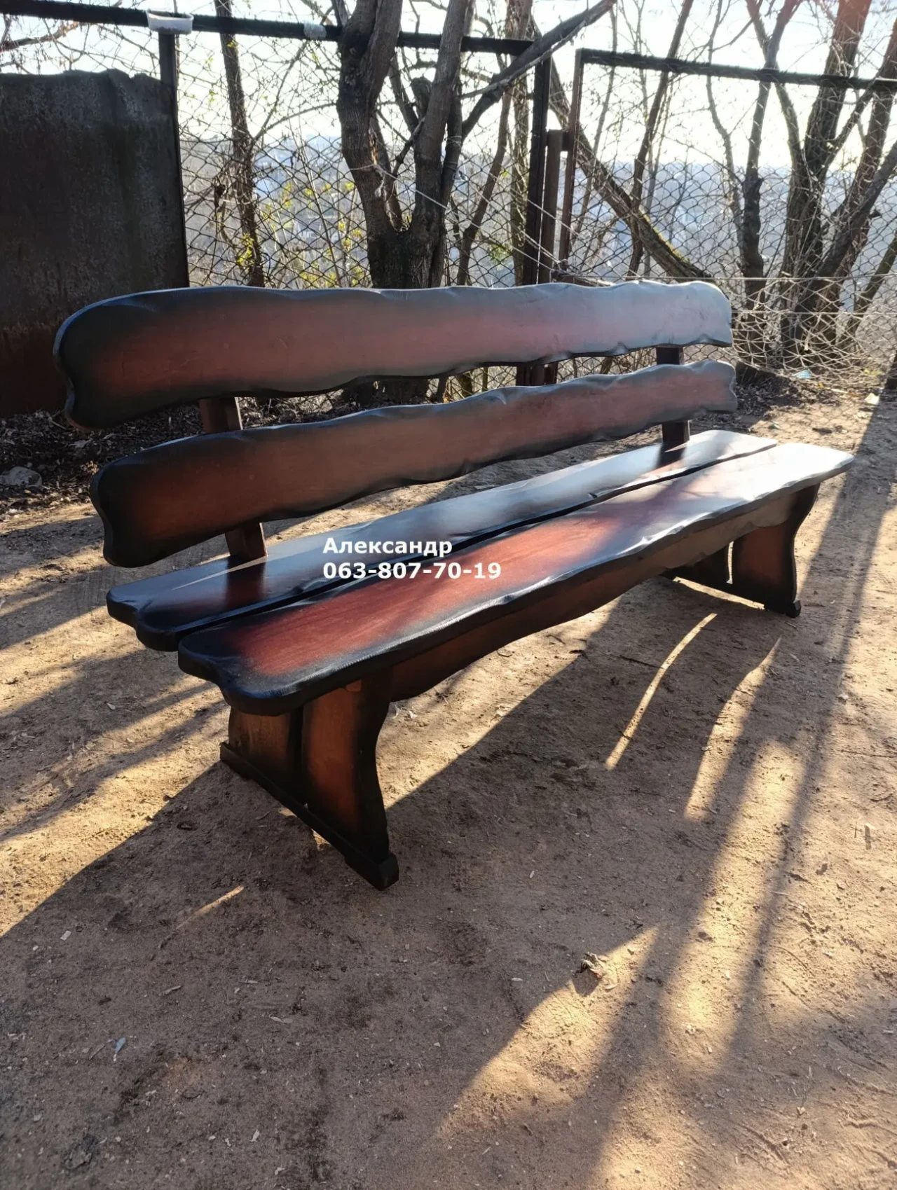 Садовый комплект мебели из ольхи 2 ( стол, лавки, стул, кресло ) улич 4