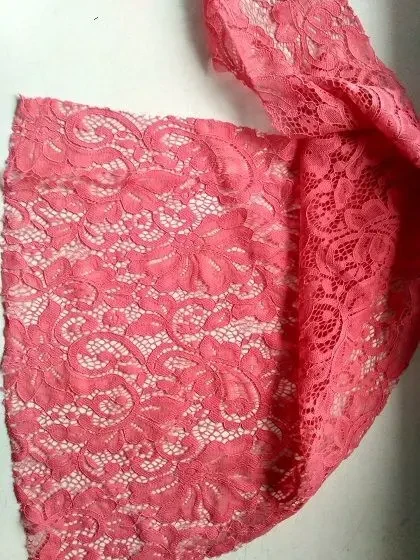 Отделочная ткань для одежды кружевной гипюр коралловый цвет 5 кусков 5