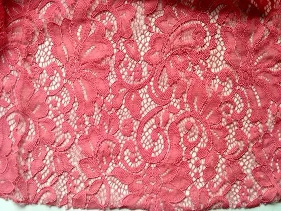 Отделочная ткань для одежды кружевной гипюр коралловый цвет 5 кусков