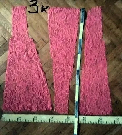 Отделочная ткань для одежды кружевной гипюр коралловый цвет 5 кусков 7