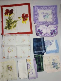 Платочек карманный женский хлопок маки, в цветочек, клеточка, 11 штук