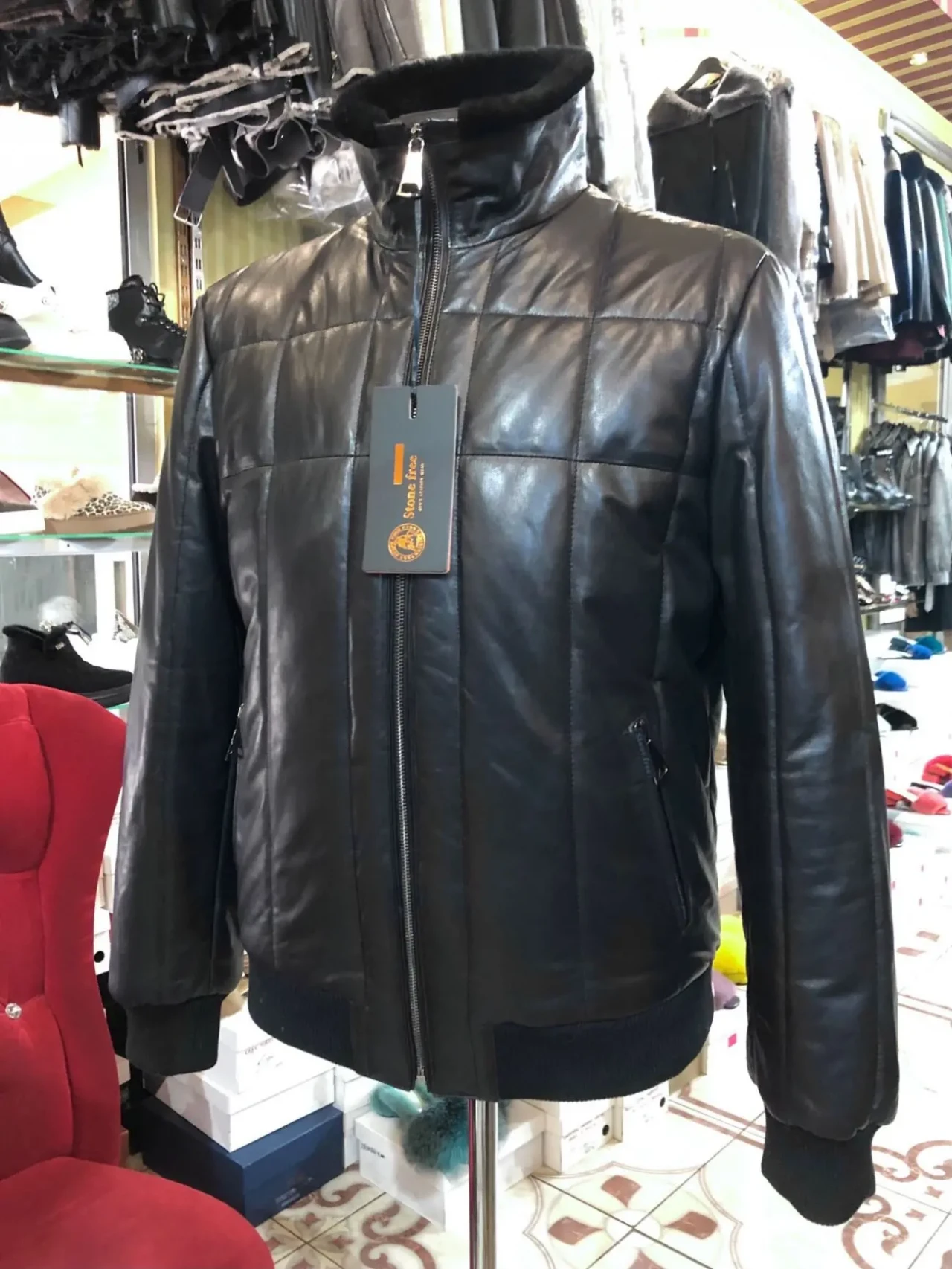 Пуховик чоловічий шкіряний,бомбер 3