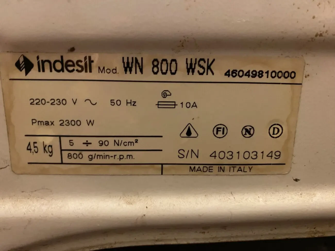 Пральна машина indesit wn 800 wsk  на запчастини 3