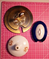 Крышка для сахарницы металл, керамика, выемка, набор 3 штуки