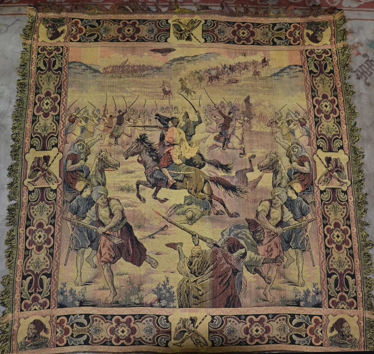 Антикварный французский гобелен, настенный, средневековый гобелен. Ра