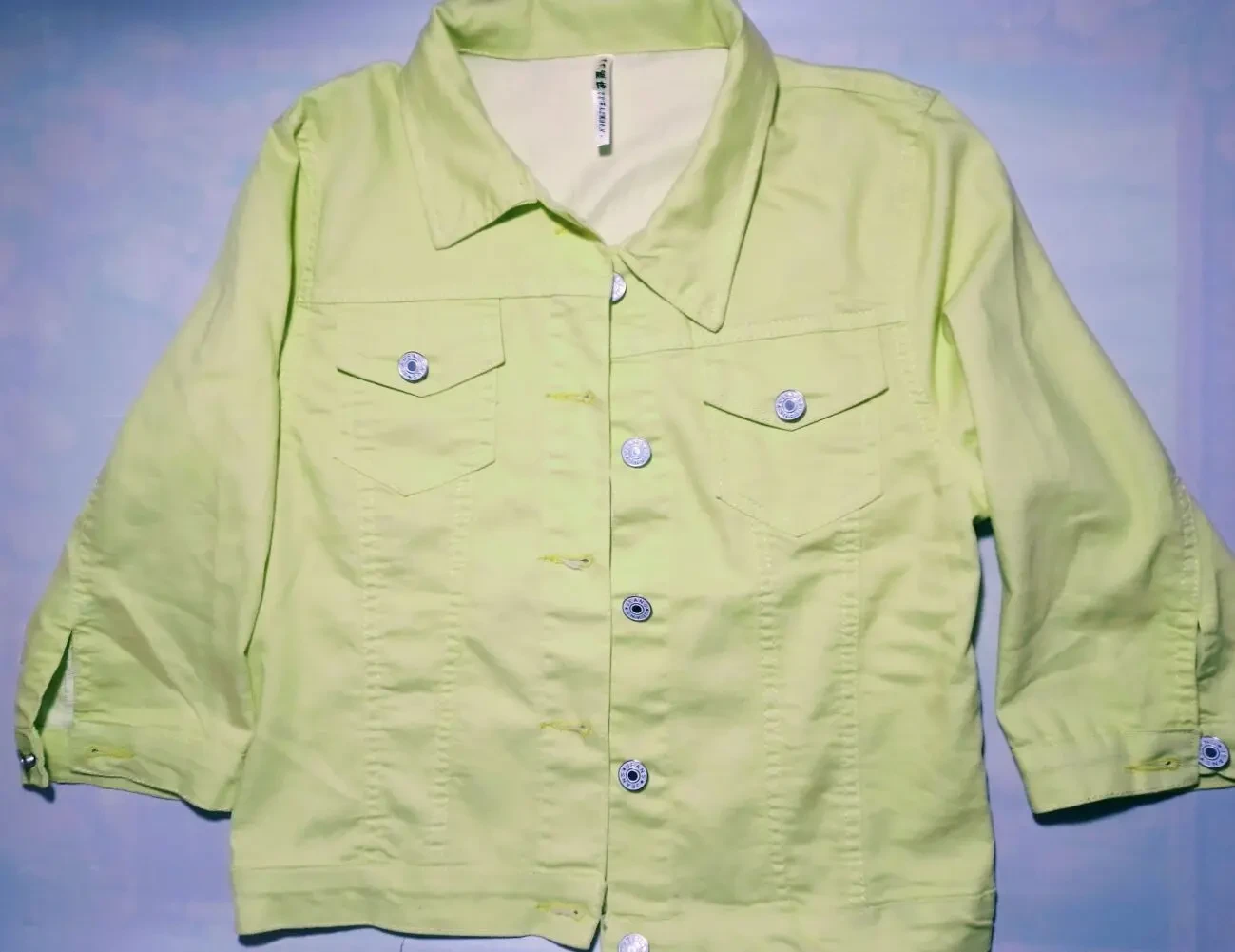 Девочке подростку жакет курточка короткий салатовый под джинс, хлопок