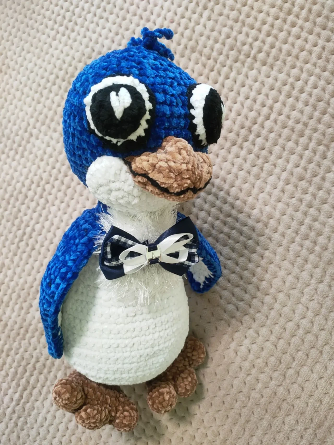 Пташка  Пінгвін 38 см   іграшка  в'язана    ручна робота 3