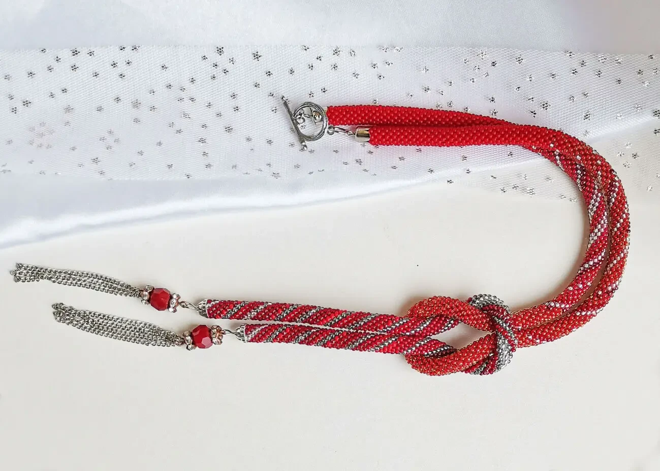 Прикраса із бісеру кольє-джгут Глянець 6