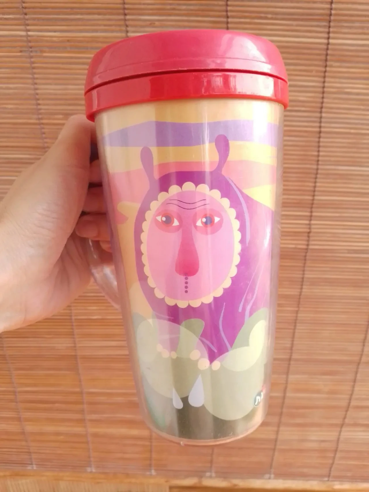 Термо чашка кружка пластик детская, крышка, ручка, рисунок сказочный