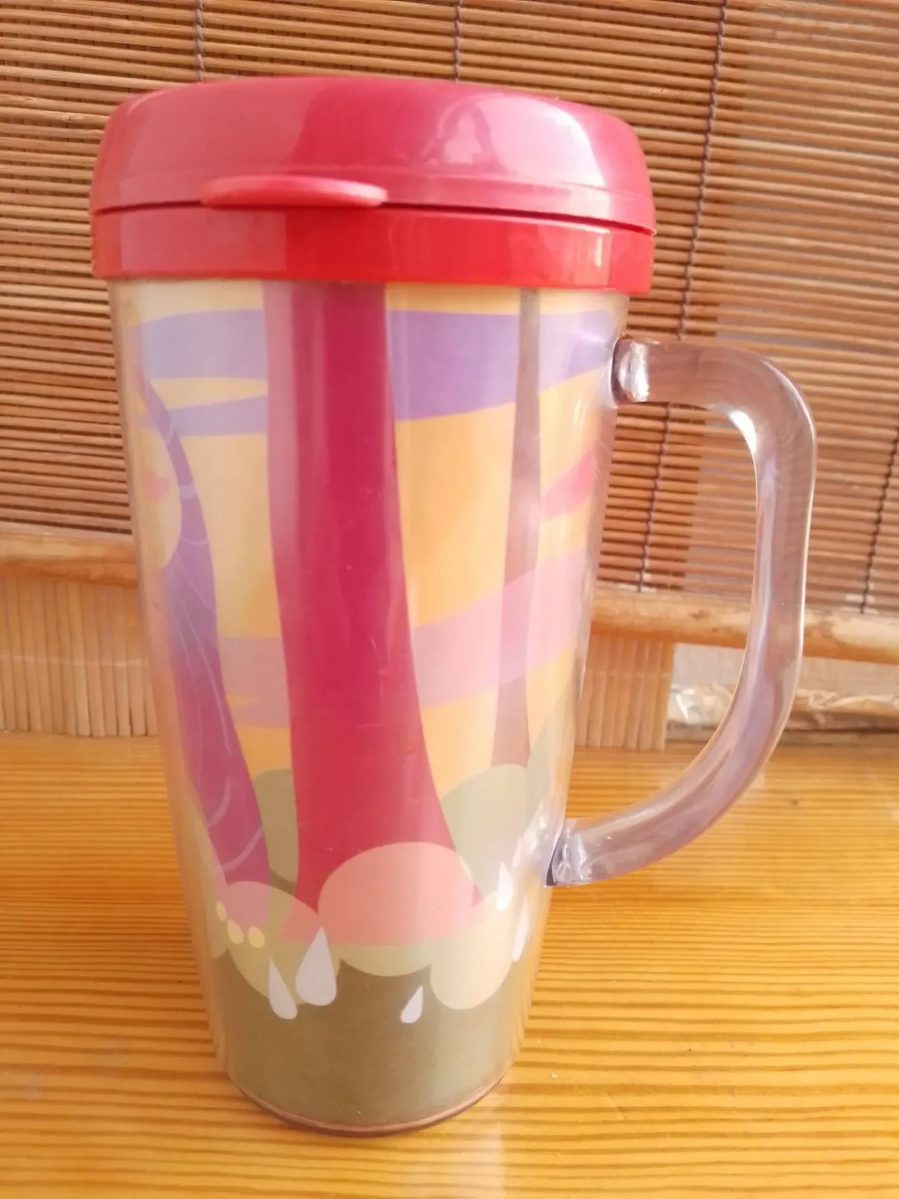 Термо чашка кружка пластик детская, крышка, ручка, рисунок сказочный 2