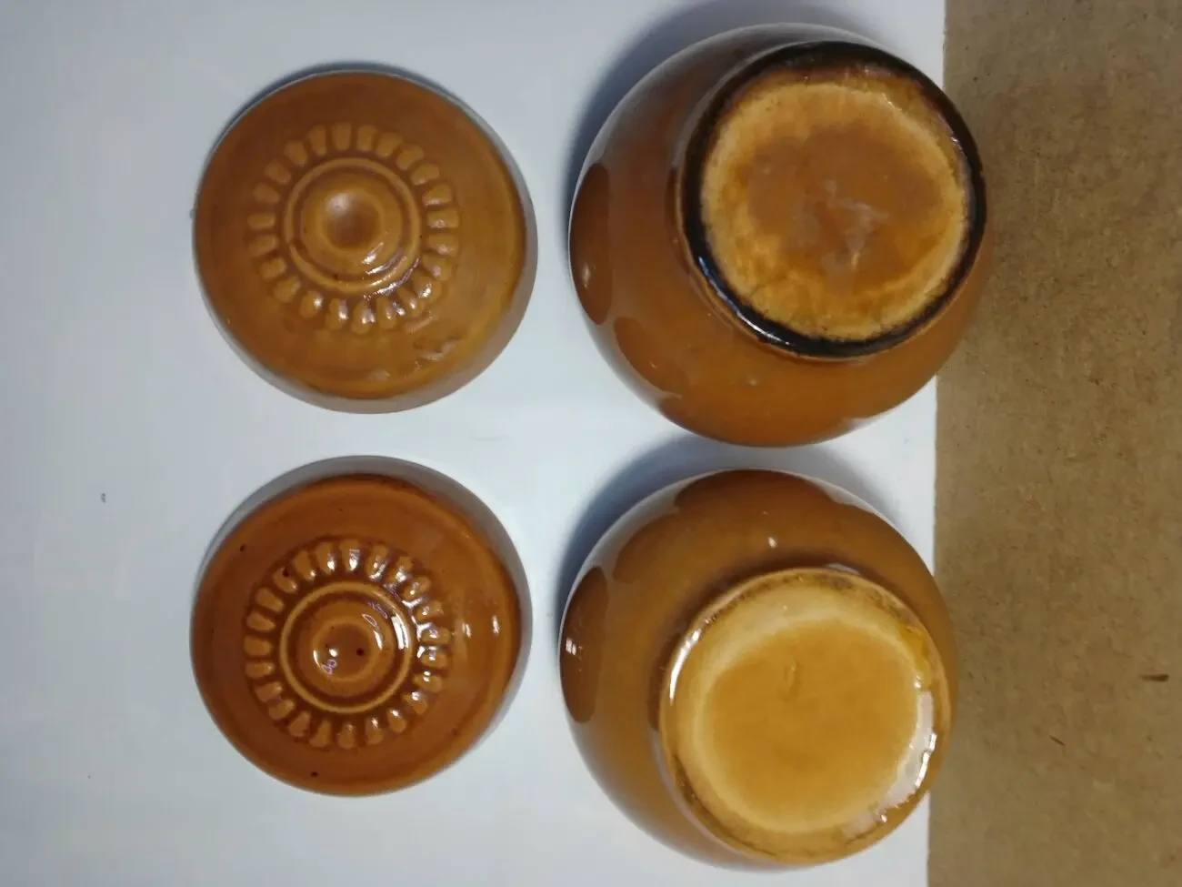 Горшочек для запекания с крышкой оранжевая глина керамика набор 3