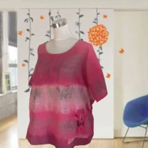 Итальянская льняная с хлопком женская блузка в стиле бохо оверсайз