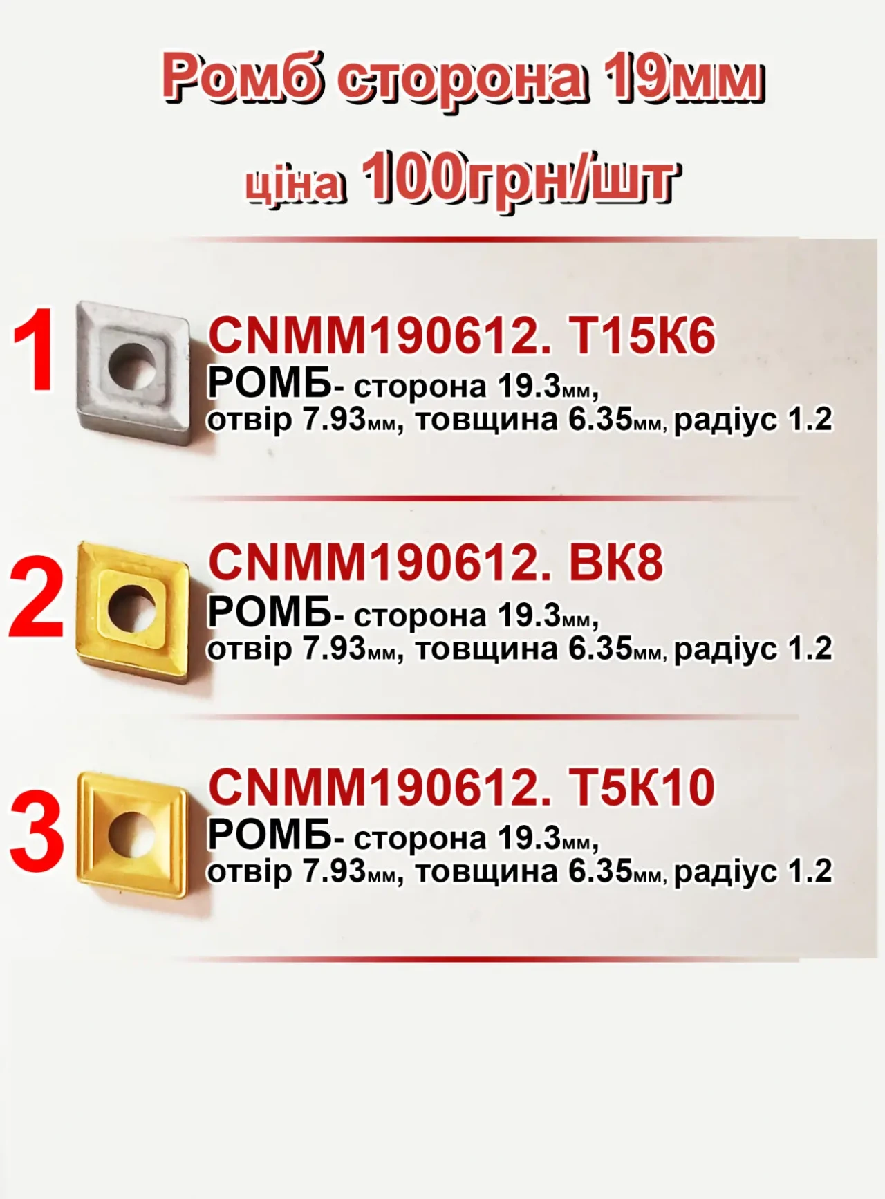 Токарная пластина 19ромб 05114-190612 Т5К10