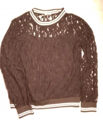 Футболка 10 с блуза черная гипюр сетка трикотаж, спортивные манжеты