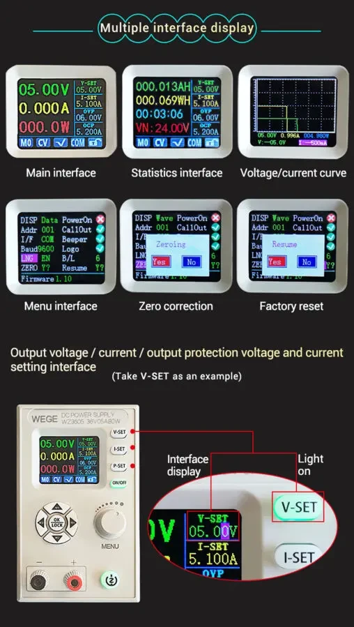 WEGE WZ3605 36В/5А Лабораторний підвищувально-понижувальний блок живл 9