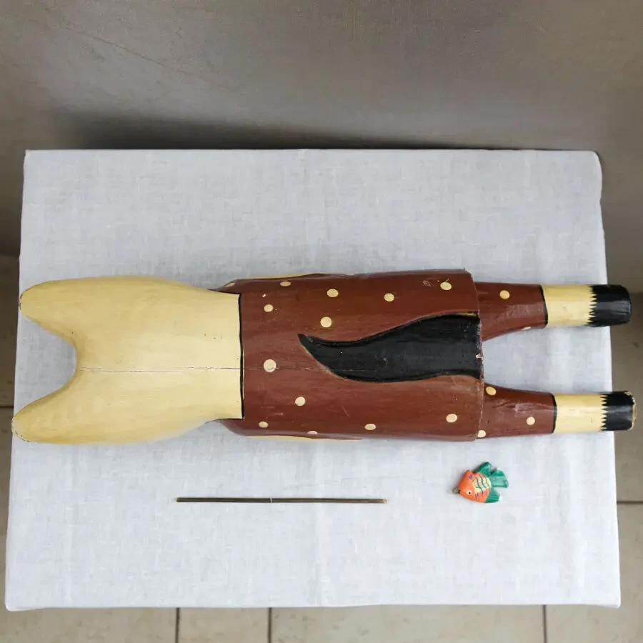 Кот рыболов винтажная деревянная фигурка декор игрушка хендмейд винтаж 7