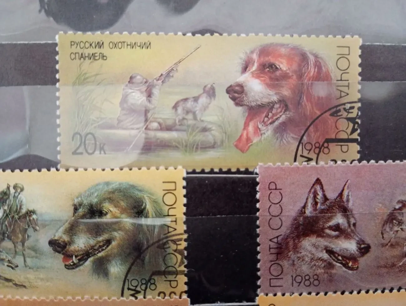 Марки - охотничьи собаки. Почта СССР 1988 год. 2